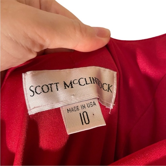 Red Cocktail Dress with Rhinestones and Ruffles  Scott McClintock Size 10 - Picture 7 of 7